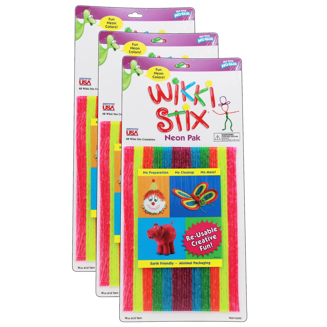Wikki Stix® Neon Pak 8" Reusable Craft Pack, 3ct.